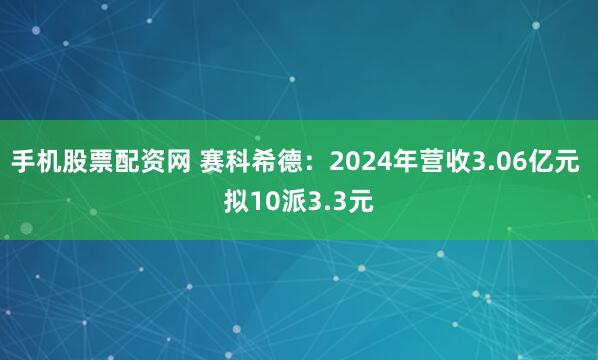 手机股票配资网 赛科希德：2024年营收3.06亿元 拟10派3.3元